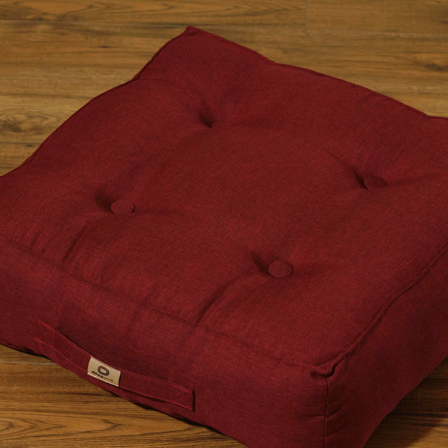 Lote de 2 Cojines de Suelo Efecto Lino Rojo – foto 3