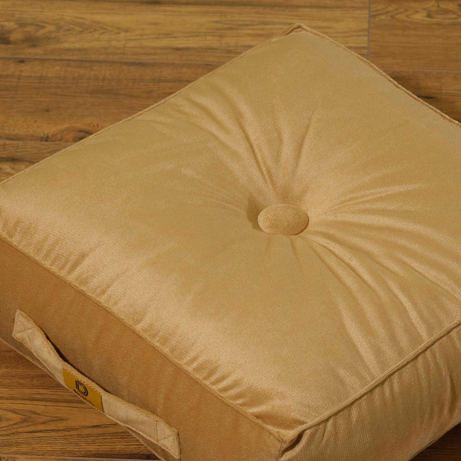 Lote de 2 Pufs de Terciopelo 40x40 Beige, tejido de terciopelo