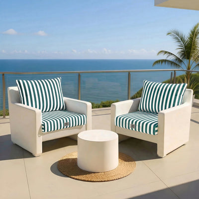 Ensemble de coussins de salon de jardin 50x50 cm Rayure verte, pour fauteuils et canapés, en tissu premium 270g.