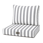 Ensemble Coussins Chaise Jardin 40x40 Rayure Gris Clair - Premium 270g (Assise + Dossier)
