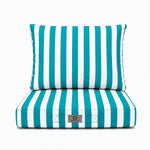 Ensemble Coussins Chaise Jardin 40x40 Rayure Turquoise - Premium 270g (Assise + Dossier)