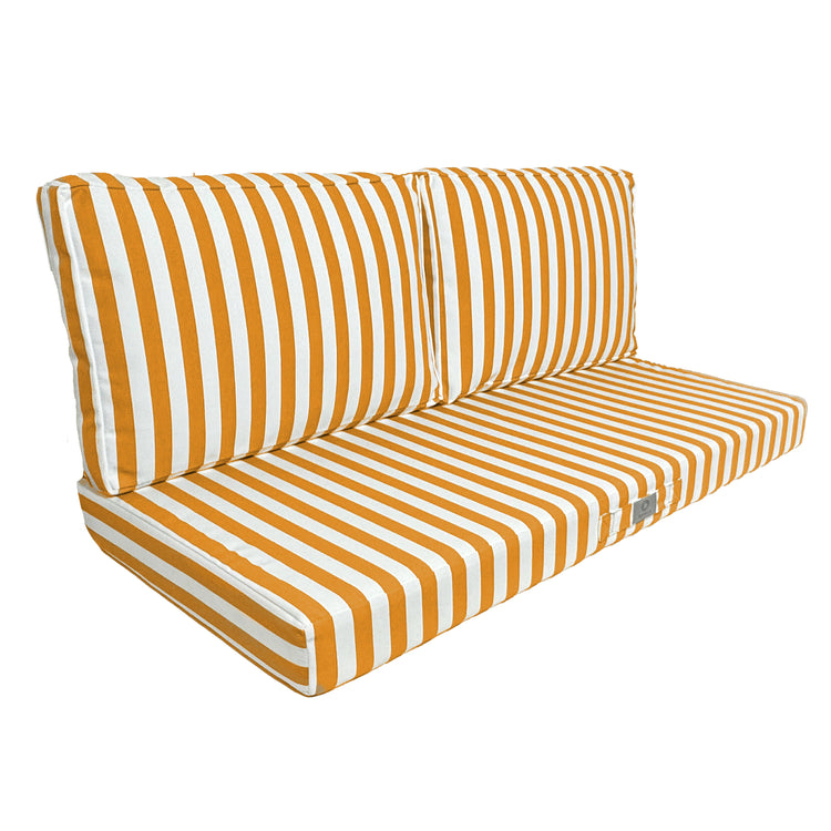 Coussins pour salon de jardin déhoussable 120x60cm - Rayure Jaunes - Deco-arts.fr