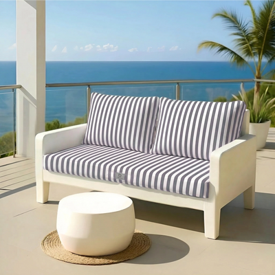 Ensemble de coussins de salon jardin rayure gris foncé, 120x60 cm, pour fauteuils et canapés, en tissu premium 270g, Deco-arts.fr