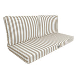 Ensemble de 3 coussins de salon de jardin rayés beige, pour fauteuils et canapés, 120x60 cm, en tissu premium 270g.