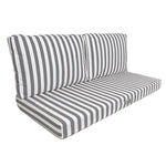 Ensemble de 3 coussins pour salon de jardin, rayure gris foncé, pour fauteuils et canapés, 120x60 cm, en tissu Premium 270g.