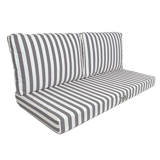 Coussins pour salon de jardin déhoussable 120x60cm - Rayure Gris foncé - Deco-arts.fr