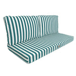 Ensemble de coussins de salon jardin Rayure Vert, comprenant 1 assise et 2 dossiers, pour fauteuils et canapés, en tissu 270g.