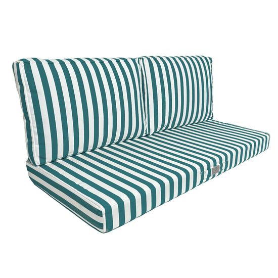 Coussins pour salon de jardin déhoussable 120x60cm - Rayure Vert - Deco-arts.fr
