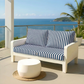 Ensemble de 3 coussins de salon jardin Rayure Bleu Marine, pour fauteuils et canapés, 120x60 cm, tissu 270g.