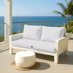 Ensemble Coussins Salon Jardin 120x60 Rayure Gris Clair - Premium 270g (1 Assise + 2 Dossiers)