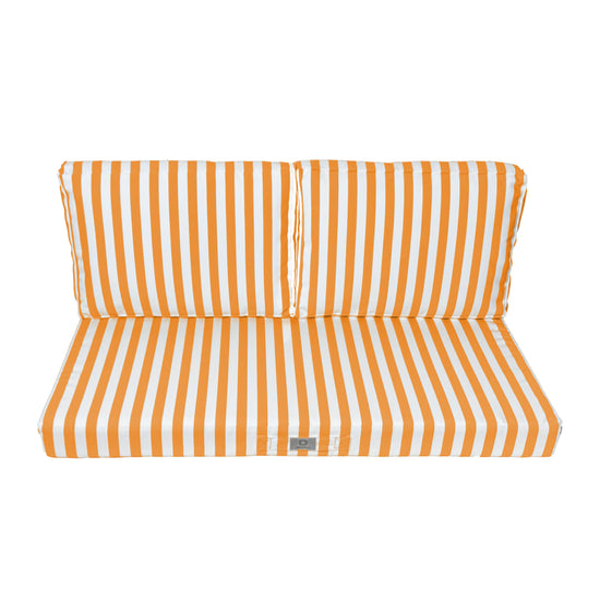 Coussins pour salon de jardin déhoussable 120x60cm - Rayure Jaunes - Deco-arts.fr