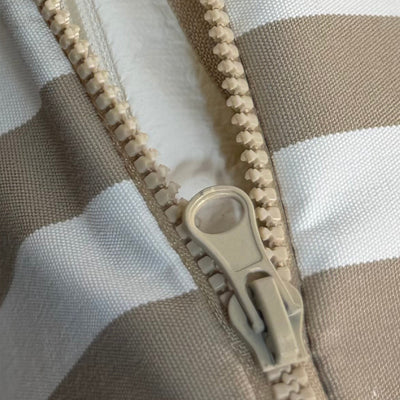 Ensemble de coussins pour salon de jardin beige rayé, comprenant 1 coussin d’assise et 2 dossiers, 100x50 cm, en tissu 270g.