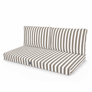 Ensemble Coussins Salon Jardin 120x60 Rayure Beige - Premium 270g (1 Assise + 2 Dossiers)