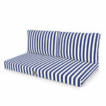 Conjunto de Cojines para Salón de Jardín 120x60 Rayas Azul Marino - Premium 270g (1 Asiento + 2 Respaldos)