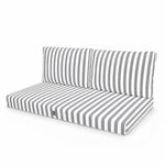 Ensemble Coussins Salon Jardin 100x50 Rayure Gris Clair - Premium 270g (1 Assise + 2 Dossiers)