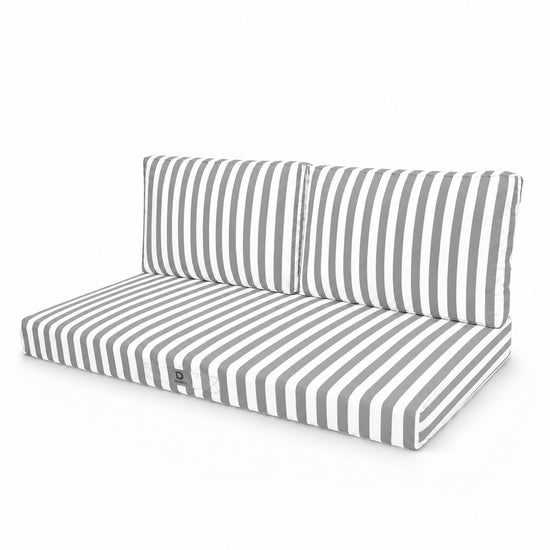 Conjunto de Cojines para Salón de Jardín 100x50 Rayas Gris Claro - Premium 270g (1 Asiento + 2 Respaldos)