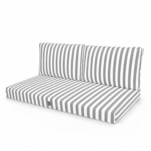 Conjunto de Cojines para Salón de Jardín 120x60 Rayas Gris Claro - Premium 270g (1 Asiento + 2 Respaldos)