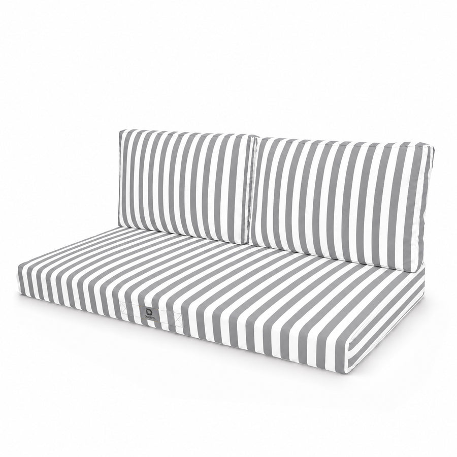 Conjunto de Cojines para Salón de Jardín 120x60 Rayas Gris Claro, funda desenfundable