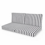 Conjunto de Cojines para Salón de Jardín 100x50 Rayas Gris Oscuro - Premium 270g (1 Asiento + 2 Respaldos)