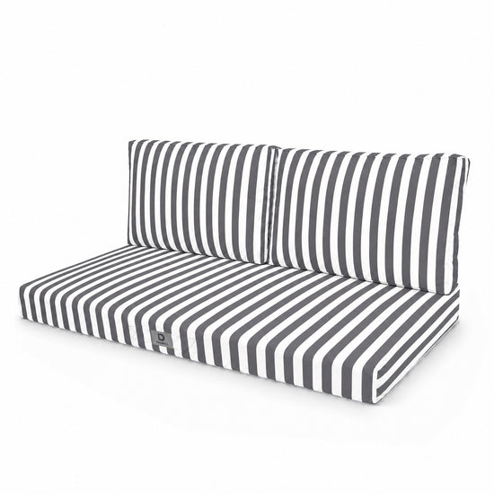 Conjunto de Cojines para Salón de Jardín 100x50 Rayas Gris Oscuro - Premium 270g (1 Asiento + 2 Respaldos)