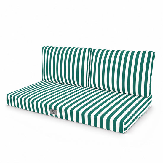 Conjunto de Cojines para Salón de Jardín 100x50 Rayas Verde - Premium 270g (1 Asiento + 2 Respaldos)