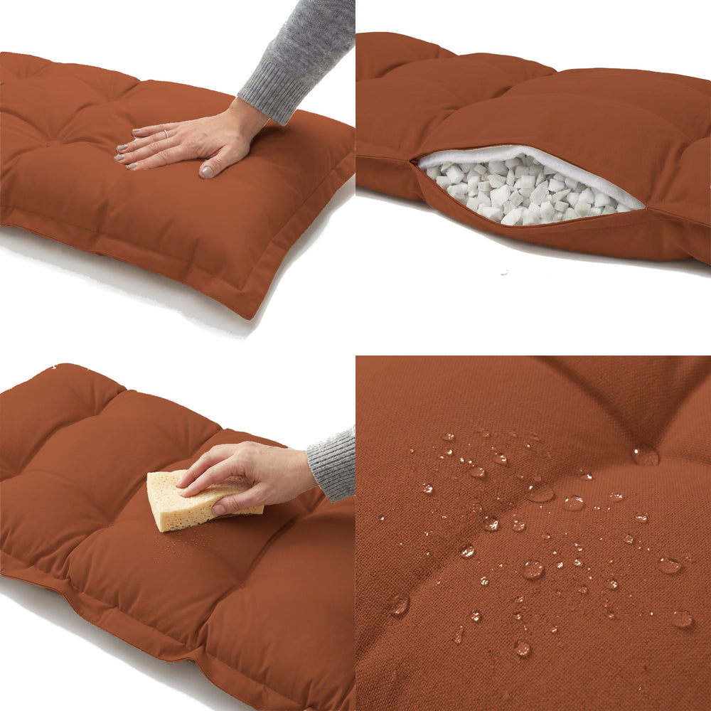Coussin Banc & Sol Capitonné 120x60 Terracotta : moelleux, garnissage flocons de mousse, nettoyage à l'éponge, déperlant