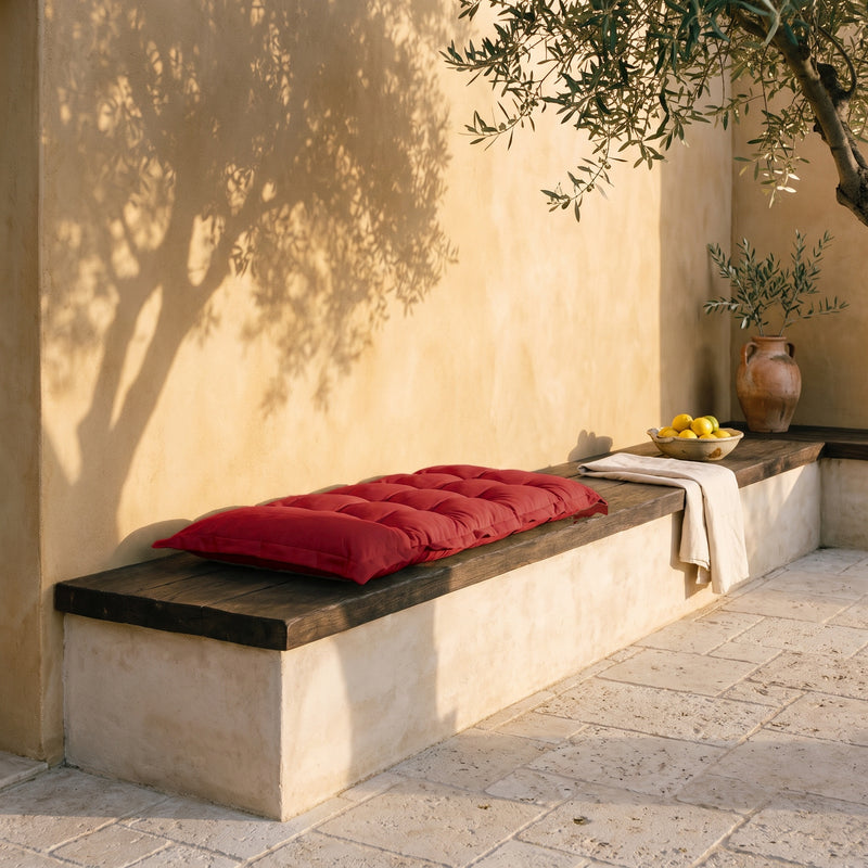 Cojín Acolchado para Banco y Suelo 120x60 Rojo - Grueso 10cm (Versátil)