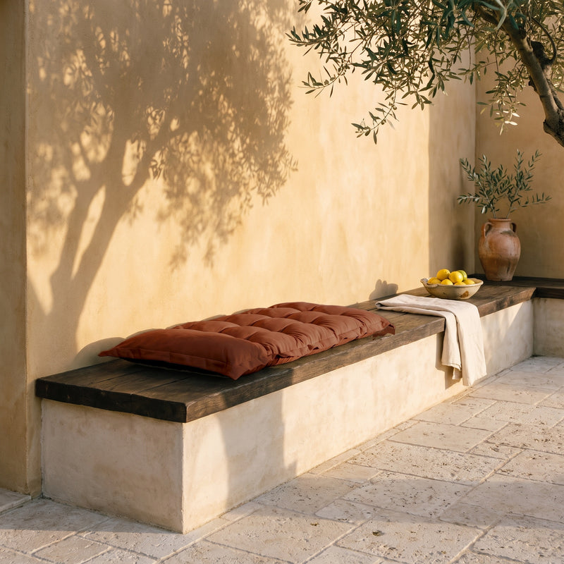 Cojín Acolchado para Banco y Suelo 120x60 Terracota - Grueso 10cm (Versátil)