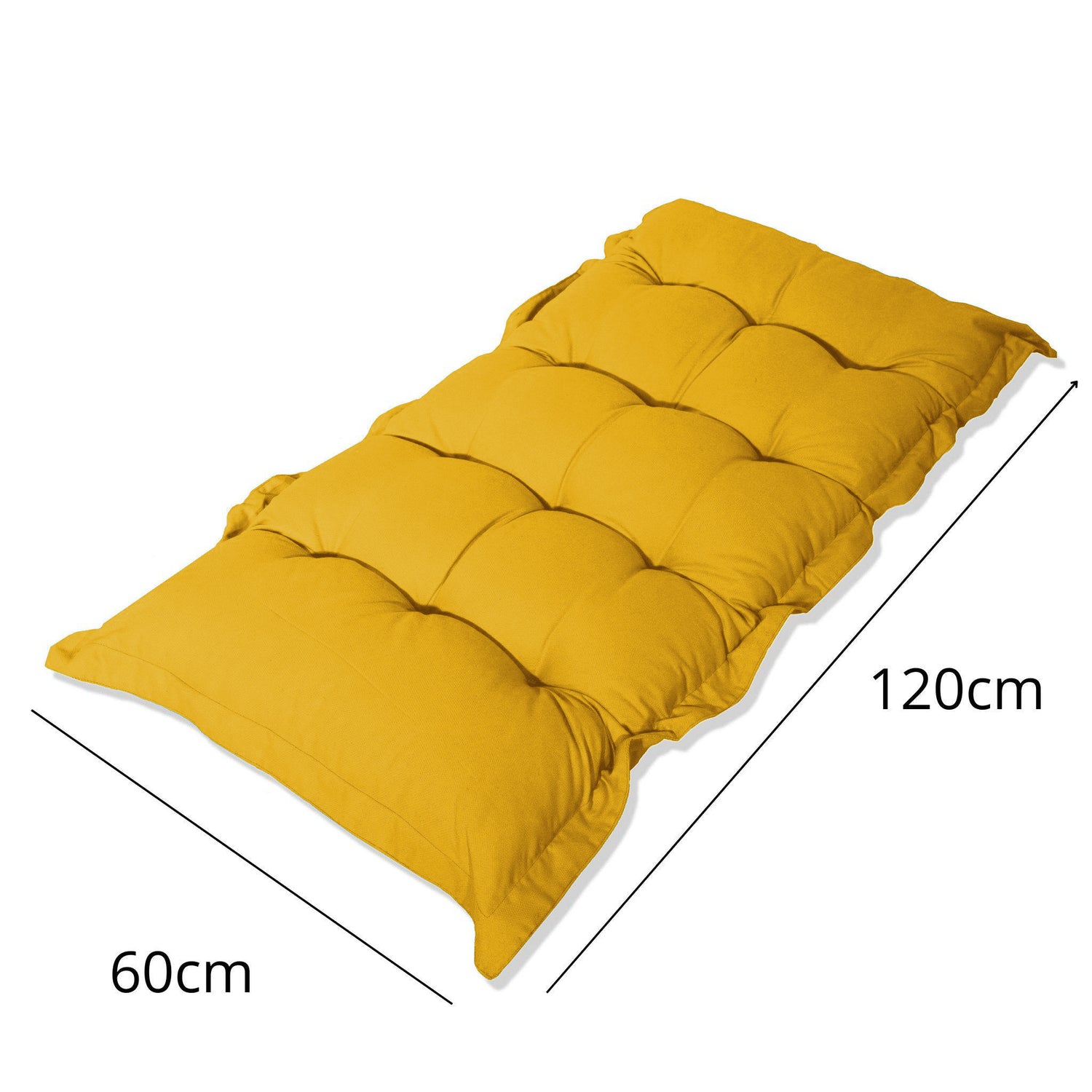 Coussin capitonné Confort Intérieur Extérieur 120x60cm - Jaune Miel - Deco-arts.fr