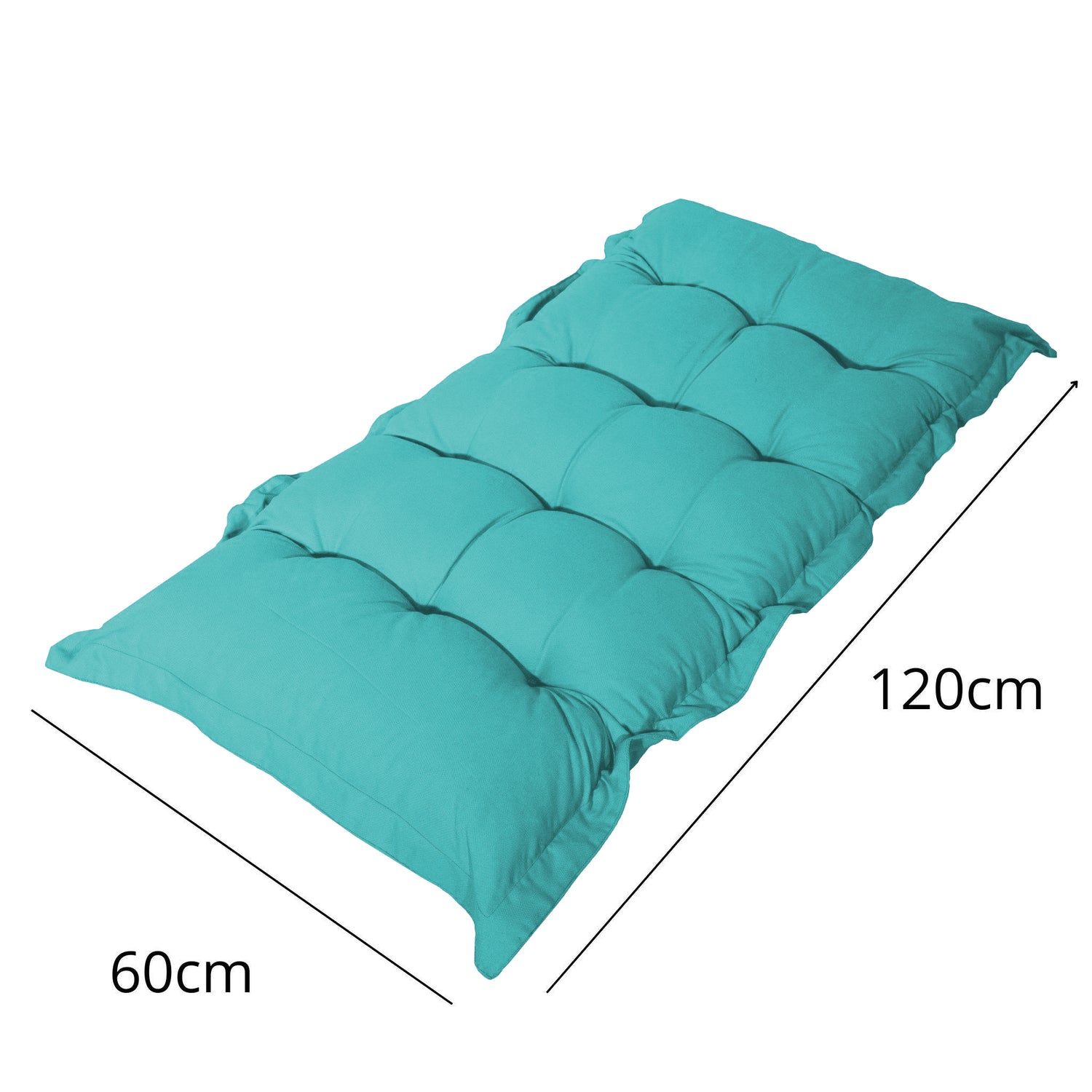 Coussin capitonné Confort Intérieur Extérieur 120x60cm - Bleu Caraïbes - Deco-arts.fr