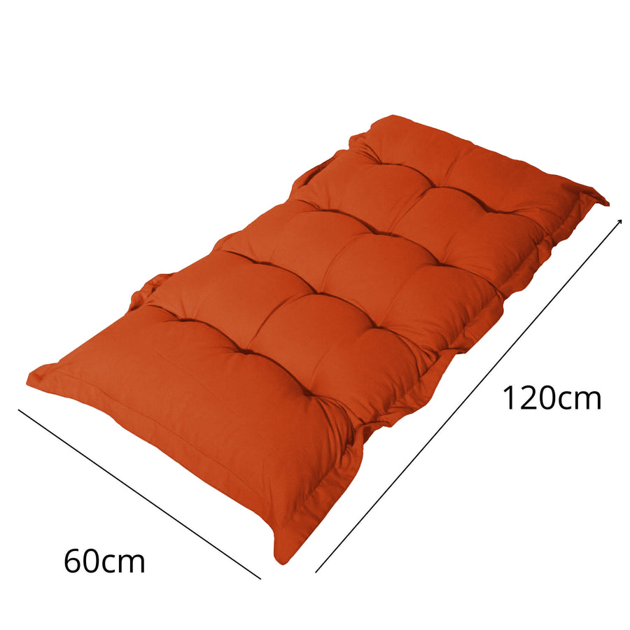 Cojín Acolchado para Banco y Suelo 120x60 Naranja, relleno de copos de espuma