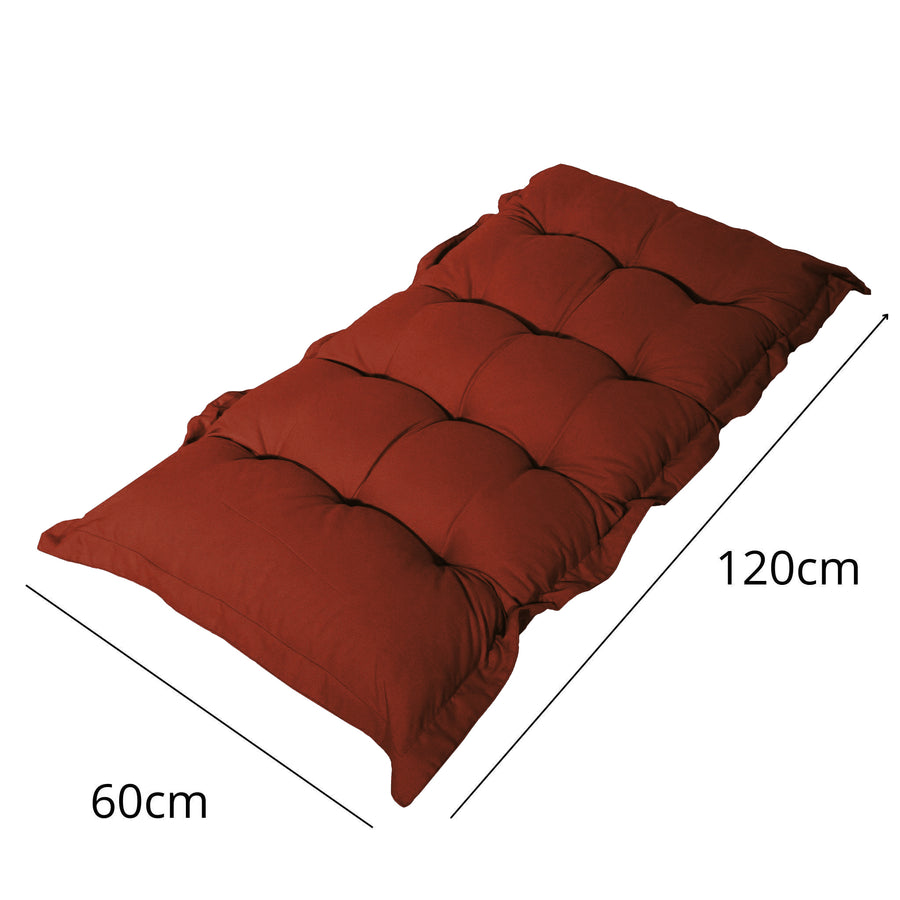 Cojín Acolchado para Banco y Suelo 120x60 Terracota, relleno de copos de espuma