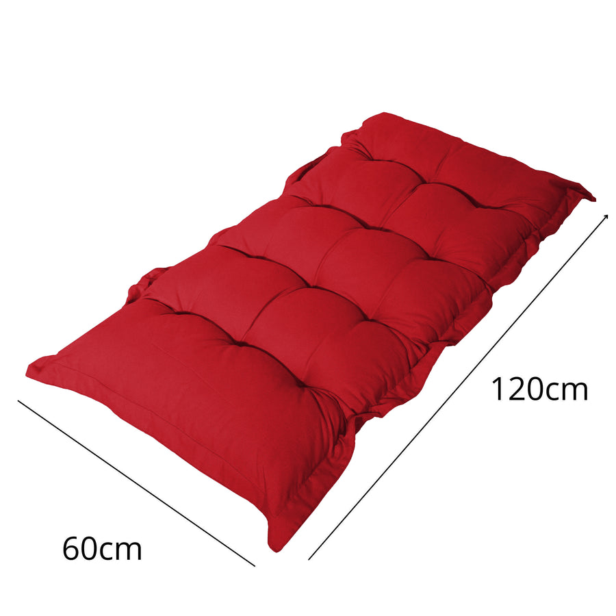 Cojín Acolchado para Banco y Suelo 120x60 Rojo, relleno de copos de espuma