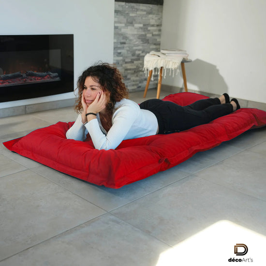 Futon XXL - Matelas de sol 195x100cm - Rouge - Deco-arts.fr