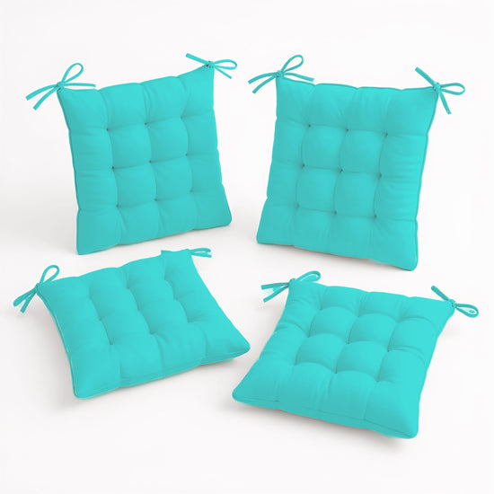 Lot de 4 Galettes de chaise 40 x 40 cm -  Bleu Caraïbes - Deco-arts.fr