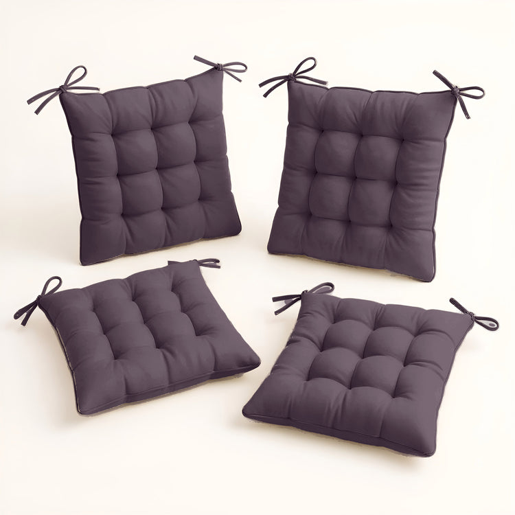 Lot de 4 Galettes de chaise 40 x 40 cm -  Gris carbone - Deco-arts.fr