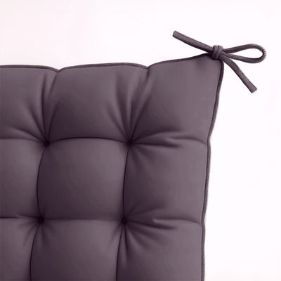 Lot de 4 galettes de chaise 40x40 cm gris carbone, déperlantes avec attaches, pour fauteuils et canapés intérieur et extérieur.