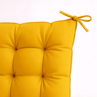 Galettes de chaise jaunes miel 40x40 cm, déperlantes avec attaches, pour intérieur et extérieur, coussins Deco-arts.fr