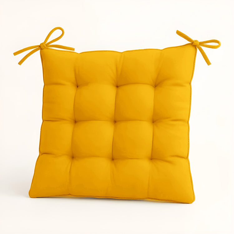 Lot de 4 Galettes de chaise 40 x 40 cm - Jaune miel - Deco-arts.fr