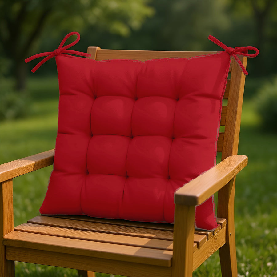 Lot de 4 Galettes de chaise 40 x 40 cm - Rouge piment - Deco-arts.fr