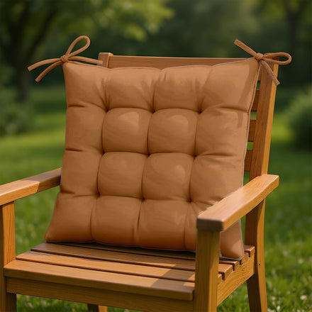 Lot de 4 Galettes de Chaise 40x40 Rouille - Intérieur & Extérieur (Déperlant avec Attaches)