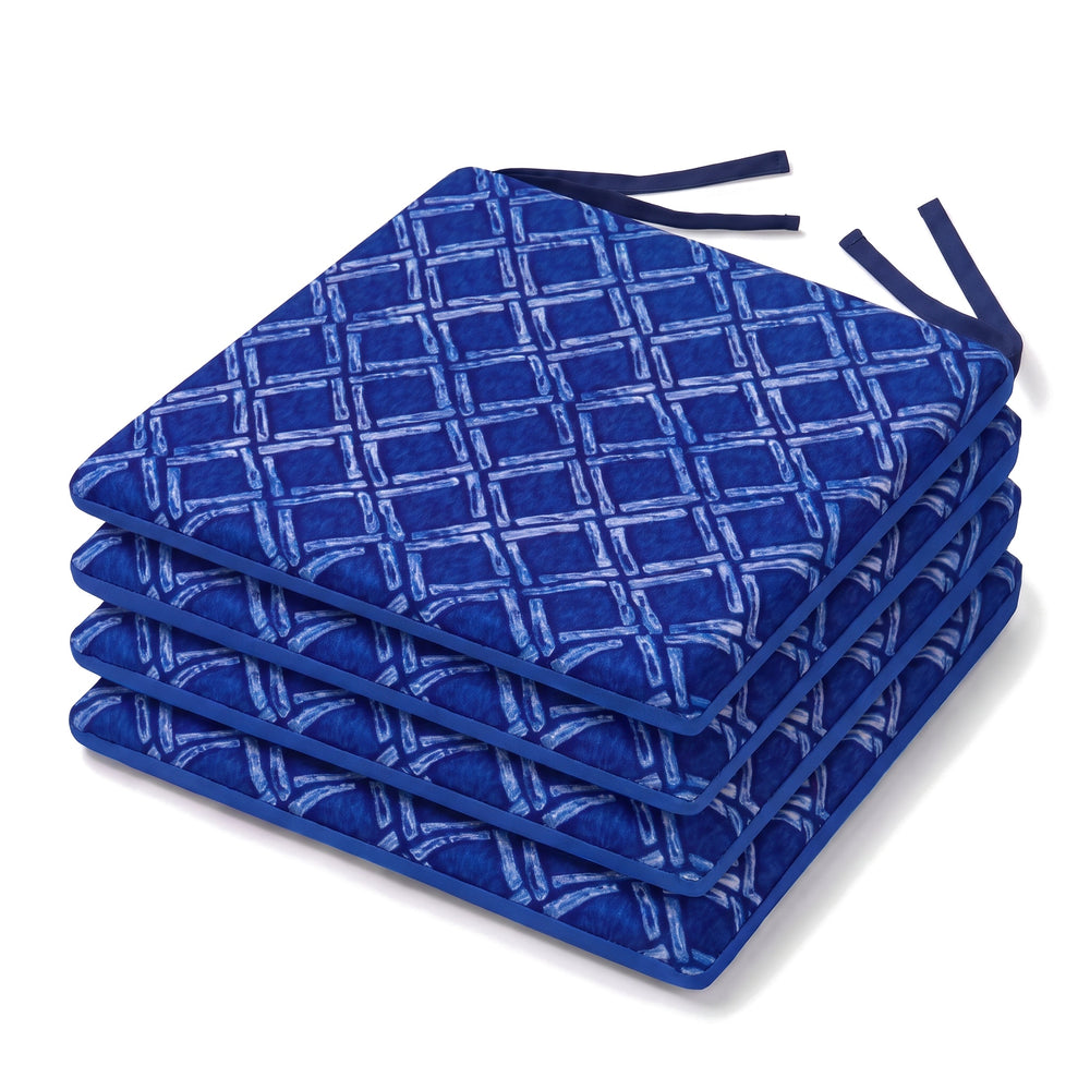 Lote de 4 cojines de silla 35x35 Motivo Náutico Azul