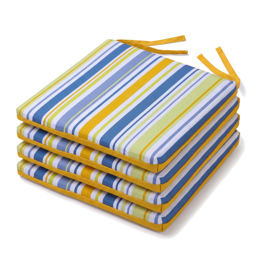 Lot de 4 galettes de chaise 35x35 Motif Rayures Solaires