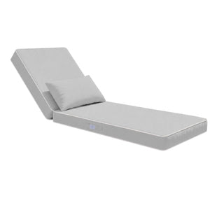 Matelas Transat Premium 190x60 Gris Clair - Épais 10cm & Têtière (Déhoussable)