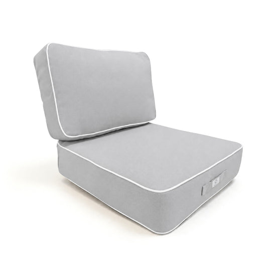 Ensemble Coussins Premium 60x60 Gris Clair - Épais 12cm & Finition Passepoil