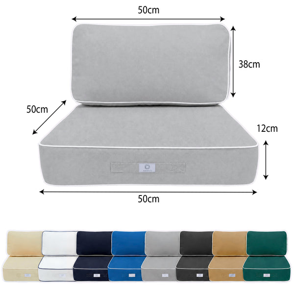 Ensemble Coussins Premium 50x50 Gris Clair - Épais 12cm & Finition Passepoil