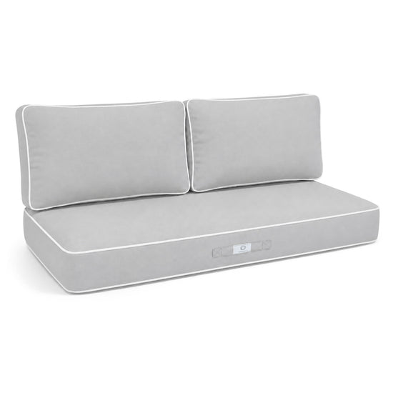 Ensemble Coussins Premium 100x50 Gris Clair - 1 Assise + 2 Dossiers (Épais 12cm & Passepoil)
