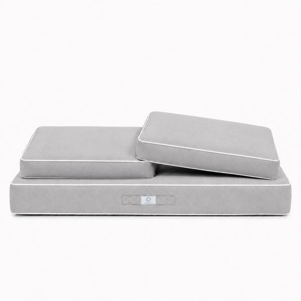 Ensemble Coussins Premium 100x50 Gris Clair - 1 Assise + 2 Dossiers (Épais 12cm & Passepoil)