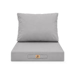 Ensemble Coussins Salon Jardin 50x50 Gris Galet - Déhoussable & Anti-UV (Assise + Dossier)