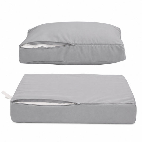 Ensemble Coussins Salon Jardin 60x60 Gris Galet - Déhoussable & Anti-UV (Assise + Dossier)